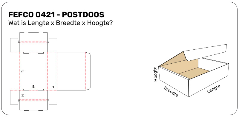 FEFCO 0421 - Postdoos afmeting bepalen