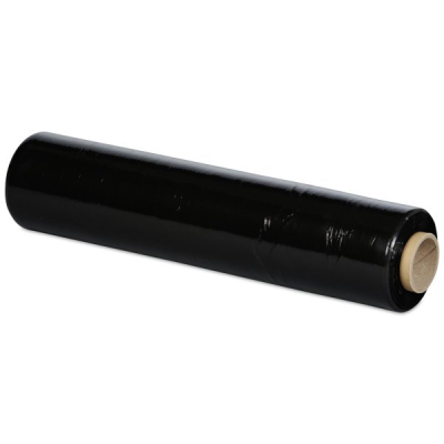 Handwikkelfolie voorgerekt Zwart 430mm x 600m 8 micron rek 40
