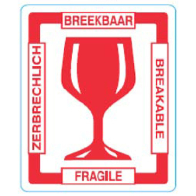 Waarschuwingsetiketten 79x97mm Breekbaar Fragile