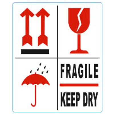 Waarschuwingsetiketten 79x97mm Pijl Fragile Paraplu Glas